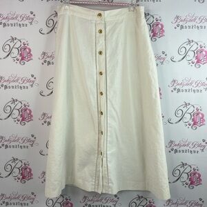 Skirt button up front gold vintage retro Elegant White Button-Down Skirt